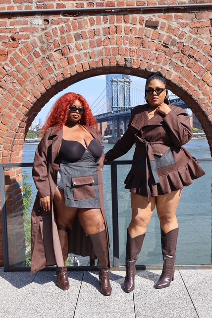 PLUS SIZE BROWN TWILL/DENIM SHORT JACKET-THE DANI JACKET