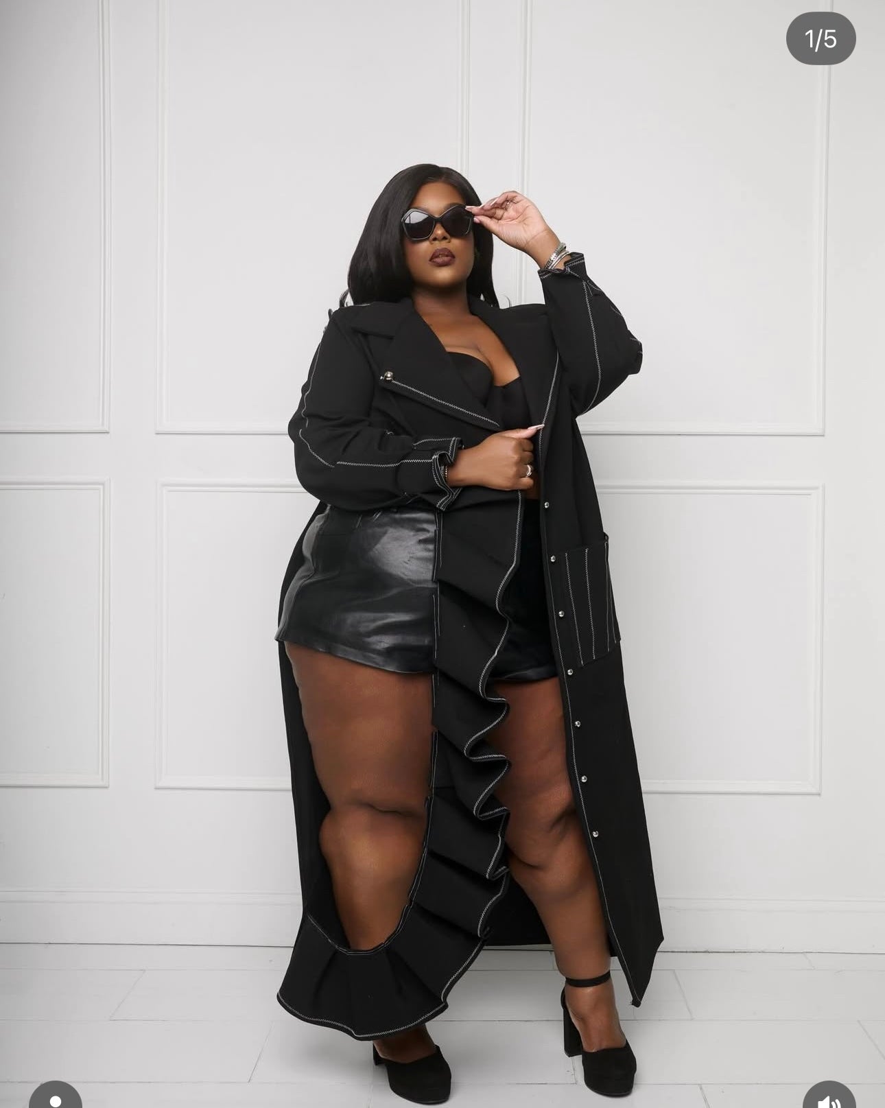 BLACK DENIM ASYMMETRICAL JACKET WITH CONTRAST WHITE STITCHING AND POCKET- THE TRISHIA JACKET