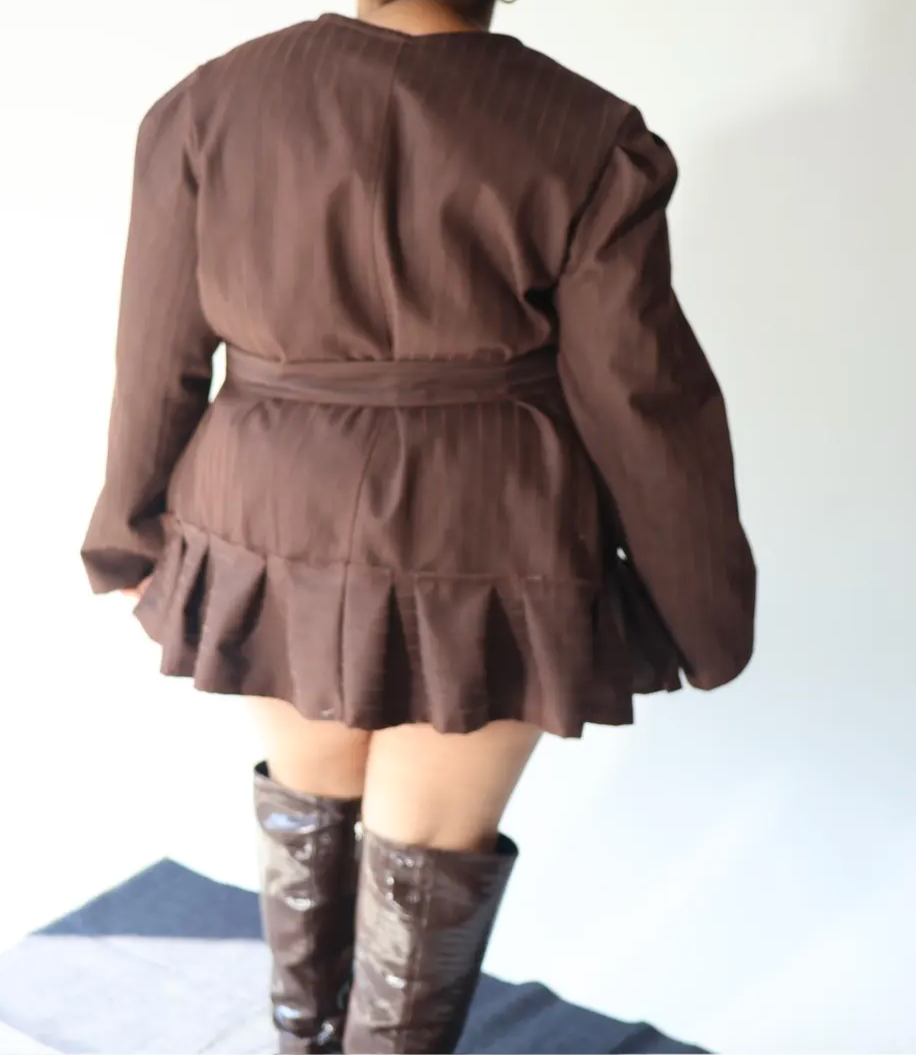 PLUS SIZE BROWN TWILL/DENIM SHORT JACKET-THE DANI JACKET