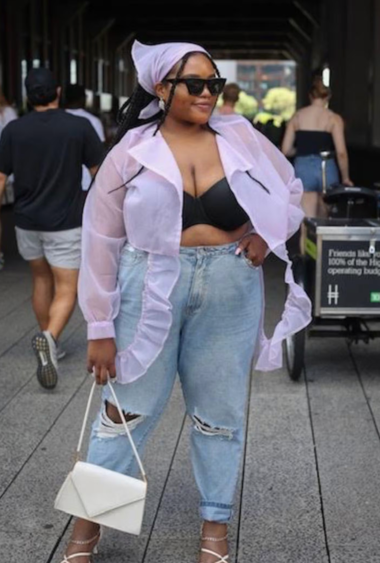 PLUS SIZE LILAC SMOOTH ORGANZA SHEER TOP W/ RUFFLES- THE SOPH TOP