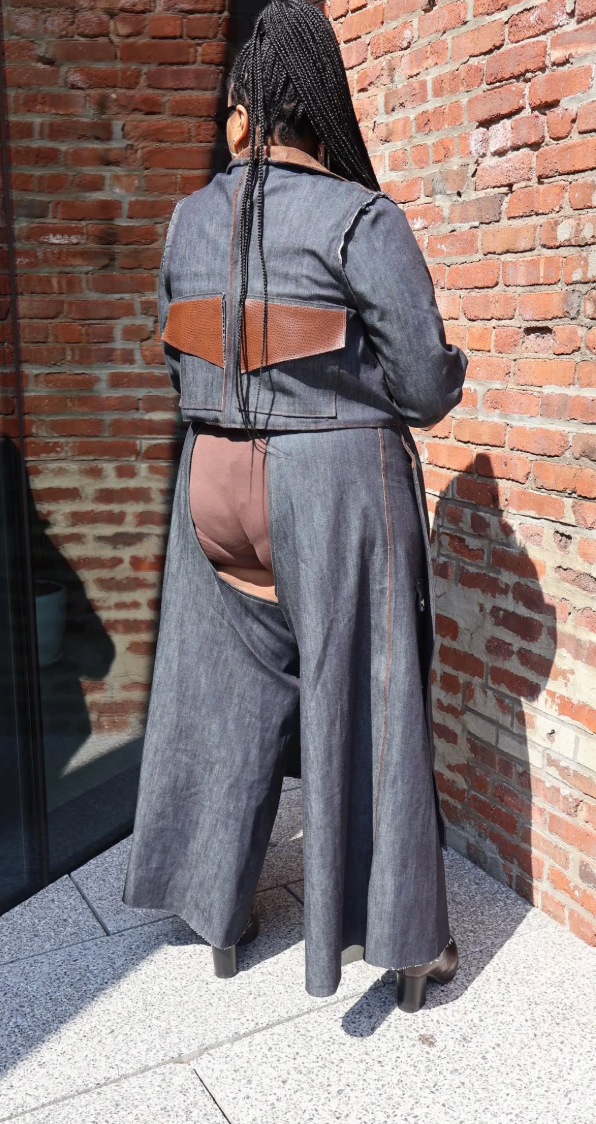 Plus Size Denim Jacket W/ Pleather and Cotton Accents - The Janelle Jacket