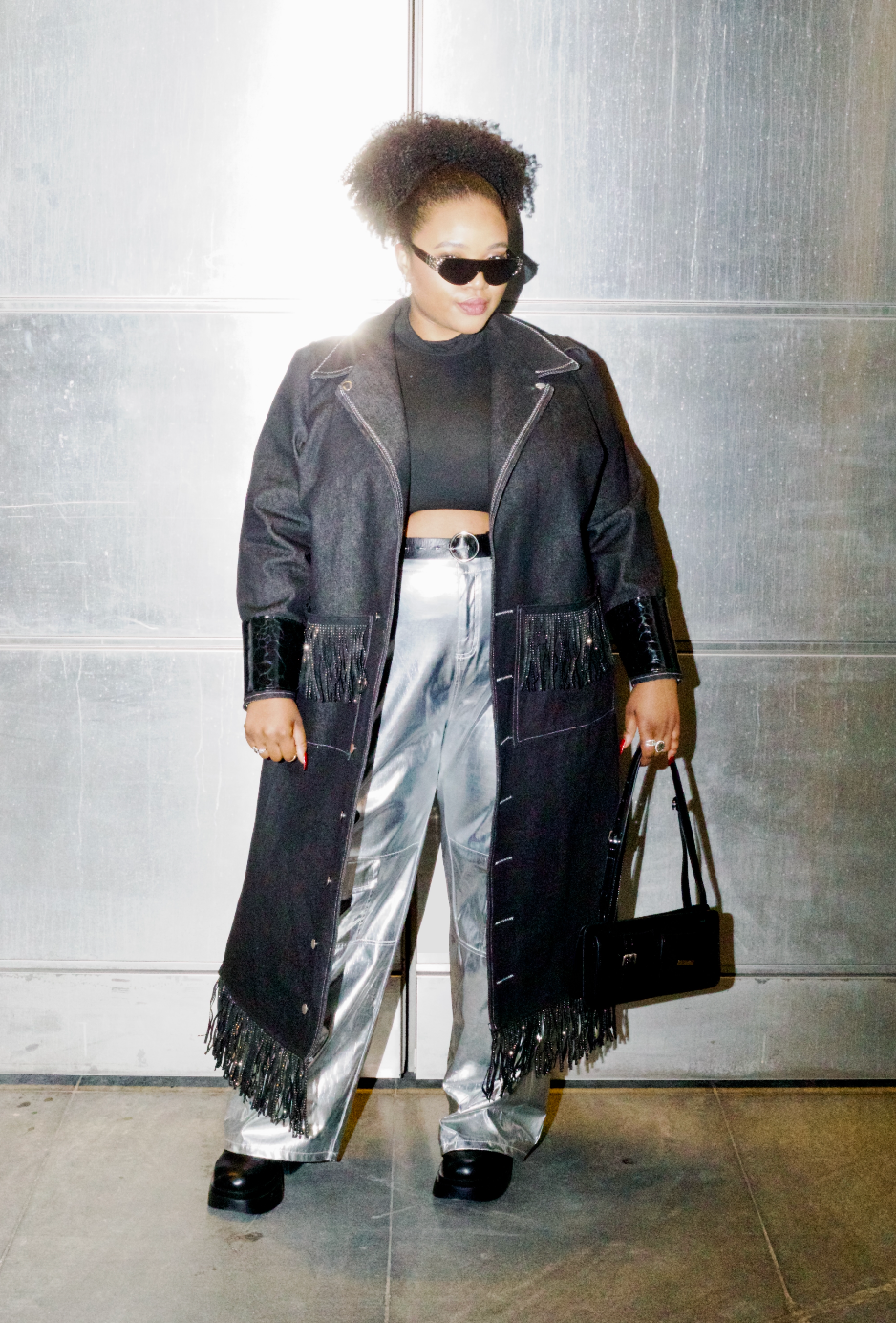 Plus Size Black Denim Jacket With Fringe And Pockets- The Ashley Jacket