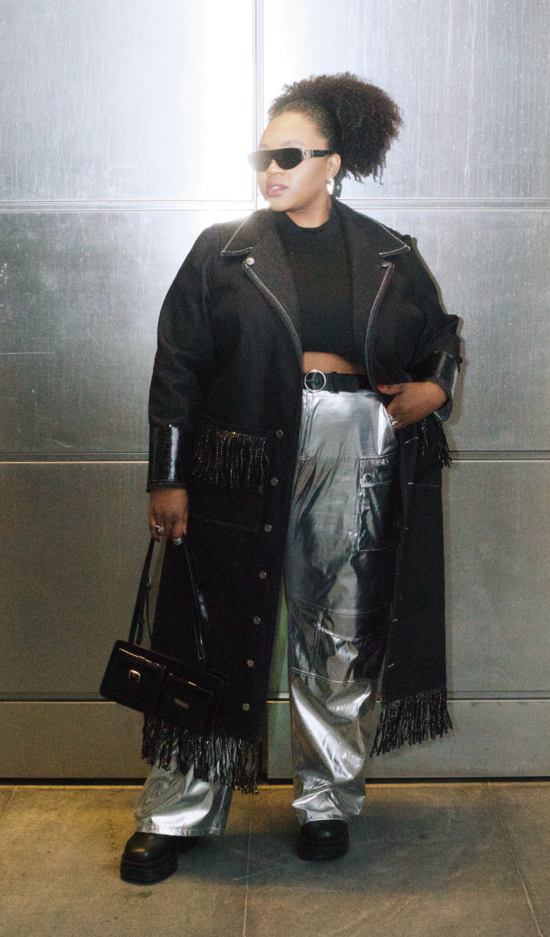 Plus Size Black Denim Jacket With Fringe And Pockets- The Ashley Jacket