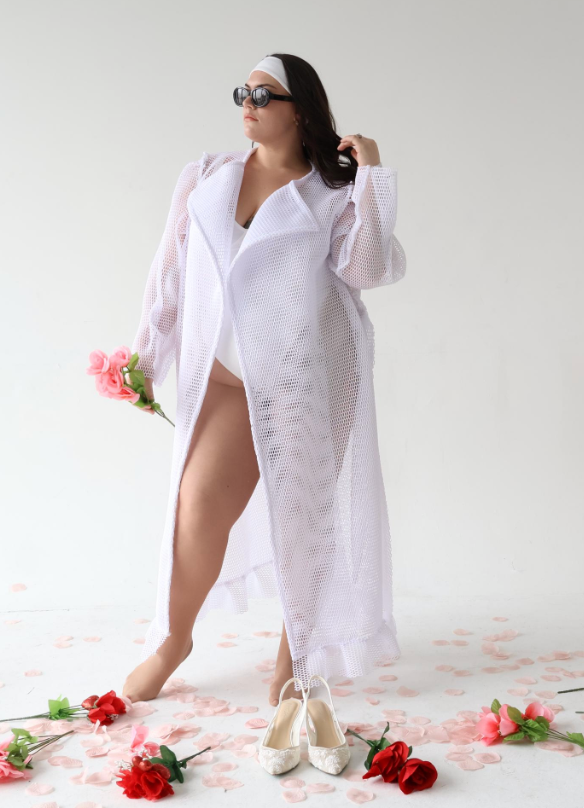 PLUS SIZE FISHNET WEDDING, BRIDE TO BE JACKET- THE KERNESHA JACKET