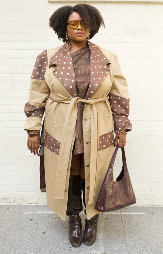POLK MY DOT BROWN TRENCH COAT